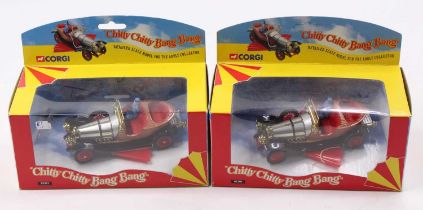 2 Corgi Classics modern reissue No. 05301 Chitty Chitty Bang Bang in their colourful window boxes