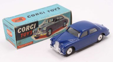 Corgi Toys No. 205M Riley Pathfinder, mid-blue body, flat spun hubs, with flywheel motor, silver