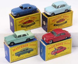 Matchbox Lesney boxed model group of 4 comprising No.7 Ford Anglia, No.29 Austin A55 Cambridge, No.