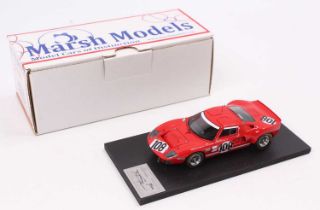 A Marsh Models 1/43 scale factory hand built model of an MM267 Ford GT40 Brands Hatch 1969 race car,