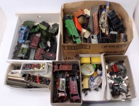 Very large box of Hornby items, all in need of restoration or suitable for spare parts. Includes