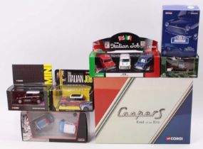 Corgi Classics modern issue boxed Mini model group, with examples including No. CC99109 3-piece