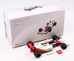 A TSM Model Scale Miniatures 1/18 scale resin model of a 1989 McLaren MP4/5 A Prost, Monaco Grand