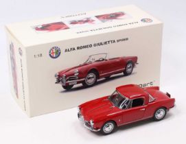 An Auto Art Models No. 70157 1/18 scale diecast model of an Alfa Romeo Giulietta Spider, finished in