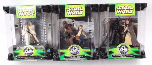 A collection of three Star Wars Hasbro silver anniversary diorama display sets, to include Final