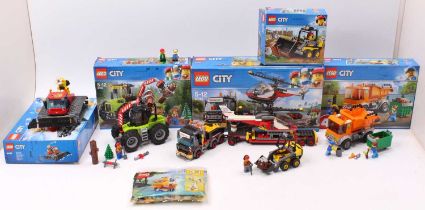 A collection of Lego City and Lego Creator boxed and constructed gift sets to include a No. 60181