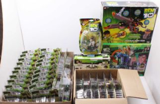 A large collection of boxed and carded Ban Dai Ben 10 action figures and play sets comprising a