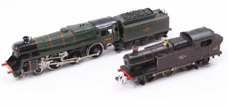 Two 2-rail Trix locos: F103B Collett 0-6-2 black with red lining No.6664, a few chips (G) with BR