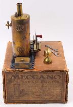 An early circa 1920s Meccano steam engine housed in the original card box with label, comprising