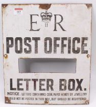 A Queen Elizabeth II enamel Post Office letterbox front enamel sign, to read "ER Post Office