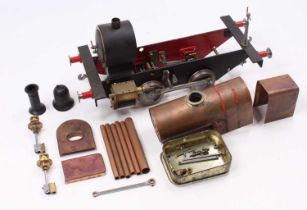 A part built 3.5" gauge Tich 0-4--0 locomotive together with boiler and various spare parts and