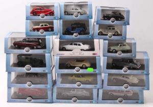 18 Oxford Diecast 1/43rd scale plastic cased models, with examples including No. JI002 Jensen