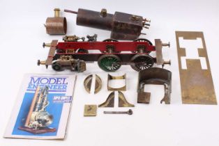 A 3½" gauge part built 4-4-0 live steam locomotive and tender chassis and frames complete with loose