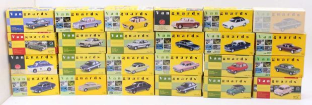 24 Lledo Vanguards 1/43rd scale diecasts, with examples including a Ford Granada MkII, a Hillman Imp