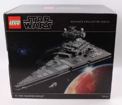 A Lego Ultimate Collector Series No. 75252 Imperial Star Destroyer, model has been constructed and