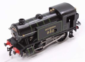 Totally repainted early 1930’s Hornby No.1 Special tank loco 0-4-0 clockwork, Southern A950 black
