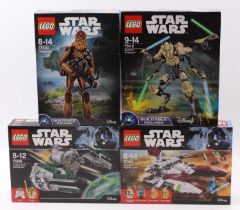 Lego Star Wars factory sealed boxed group of 4 comprising No. 75530 Chewbacca, No. 75112 General