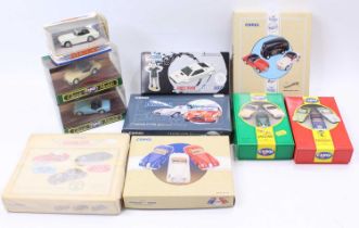 Large tray containing six Corgi 3-car sets including Jaguar, Austin Healey & Ferrari; James Bond 007