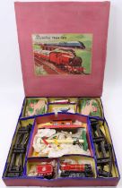 Brimtoy train set, clockwork in home made presentation box: 0-4-0 loco & tender no.5060, red with