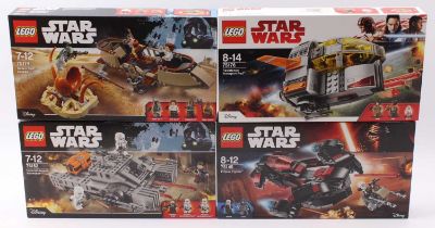 Lego Star Wars factory sealed boxed group of 4 comprising No. 75176 Resistance Transport Pod, No.