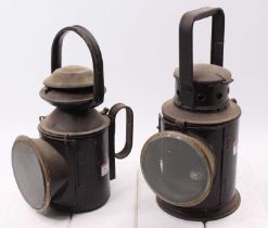 A railway interest hand lamp group, one example marked BR Eastern, the other unmarked, both appear