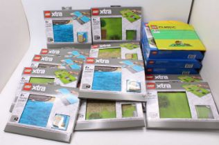 One box containing a large quantity of mixed Lego Classic and Lego Xtra play mats, scenery sections,
