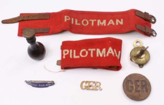 A collection of mainly GER interest and British Railwayana and accessories to include a GER hand