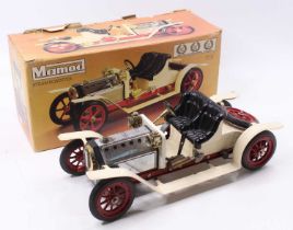 A Mamod SA1 steam roadster, comprising white and red body, housed in the original box with packing
