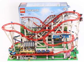 A Lego Creator No. 10261 Roller Coaster, constructed example, which has suffered some damage but