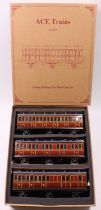 ACE Trains set No.1 six-wheeled LMS coaches, maroon comprising one each all/3rd, 1st/3rd & br/