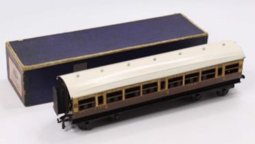 Bassett/Lowke 1931 series 0-gauge coach (by Winteringham 1932) GWR 9174 brown & cream 1st