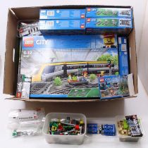 A large collection of mainly Lego City and Lego Xtra railway and lineside accessory construction