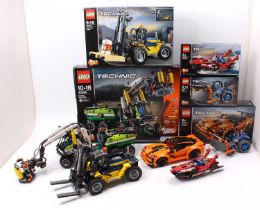 A collection of five various boxed and constructed Lego Technic kits to include No. 42093