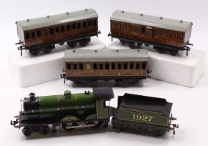 Bassett-Lowke ‘Duke of York’ 4-4-0 loco & tender, electric, light green lined black & gold, just a