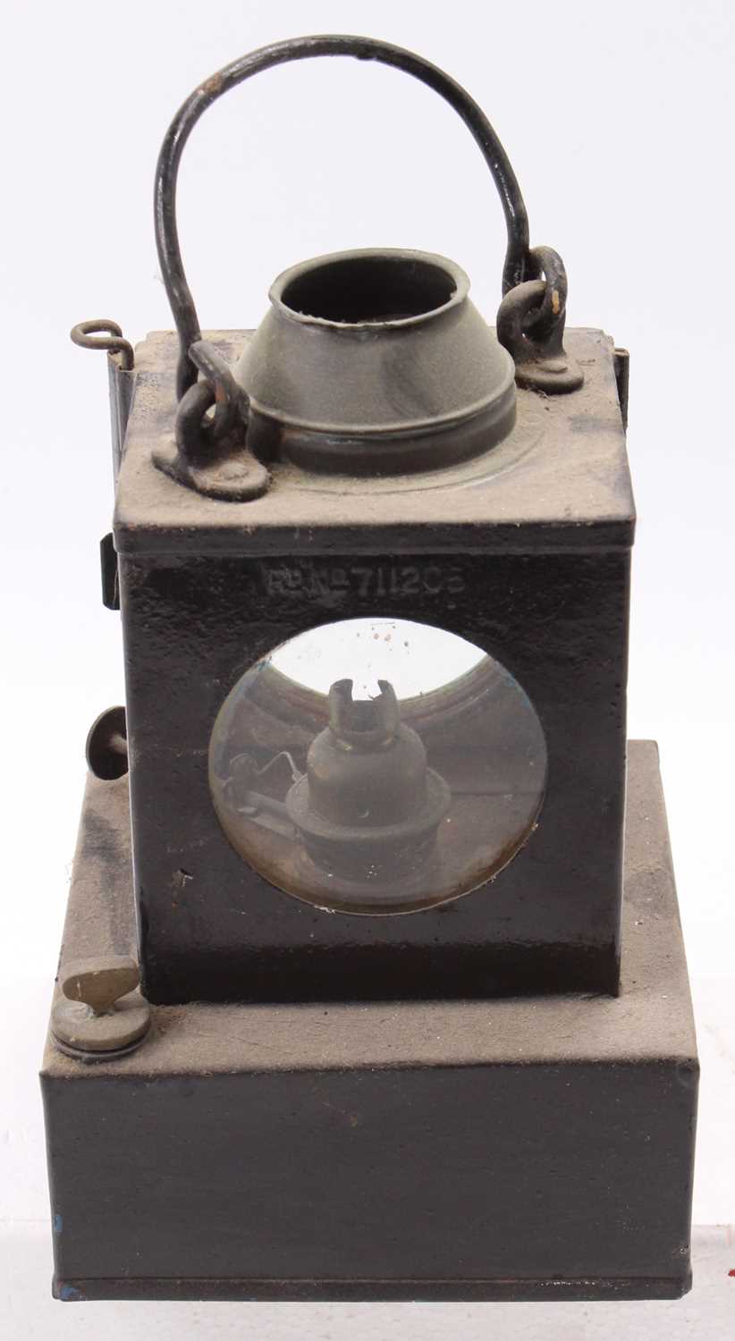 A Welch patent four aspect Eastern Region railway hand lamp with manufacturer's plaque and station - Image 2 of 2