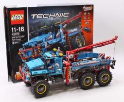 A Lego Technic No. 42070 6x6 all terrain tow truck, built example, sold with the original box and