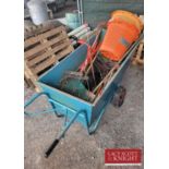 Large muck out barrow with selection of hand tools. (Located in Euston, Thetford) (VAT)
