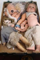 A collection of vintage doll parts, to include celluloid examples