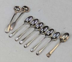 A set of six Edwardian silver coffee spoons, in the Old English bead pattern, each having engraved