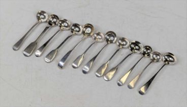 A collection of silver mustard spoons, various dates and makers, gross weight 4.6ozt