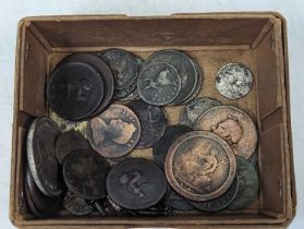 A collection of 18th century and later coinage to include a 1797 cartwheel penny, an 1887 half