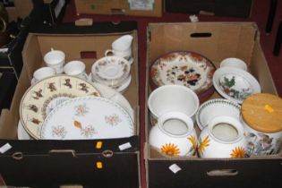 Two boxes of mixed ceramics to include Portmeirion Botanic Garden