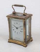 A Shortland Bowen brass cased carriage clock, having a visible platform escapement, height 9.5cm
