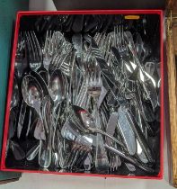A collection of silver plated flat ware, mostly in the Old English pattern