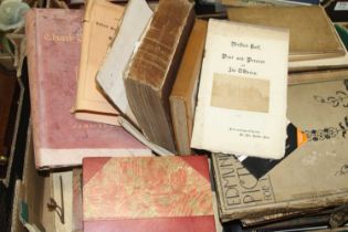 A collection of vintage books, to include leather bindings
