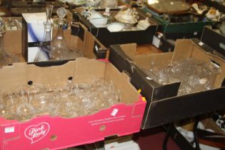 Three boxes of glassware, to include Dartington Crystal