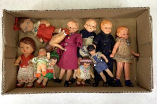 A collection of vintage miniature celluloid dolls, largest height 10cm