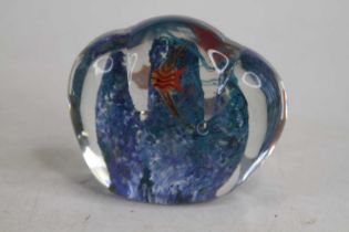 A 20th century Murano type aquarium glass paperweight, height 8.5cm