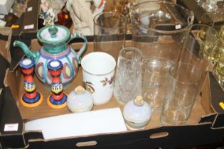 A collection of glassware and ceramics, to include a Tintagel pottery teapot, Perfect Pottery Hove