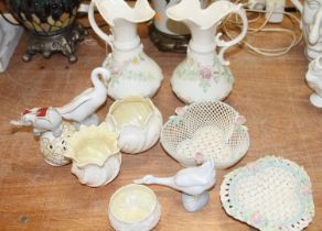 A collection of porcelain to include Belleek and Nao (10)